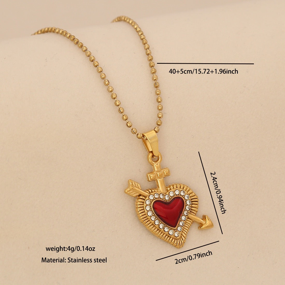 Crimson Heart Pendant Necklace
