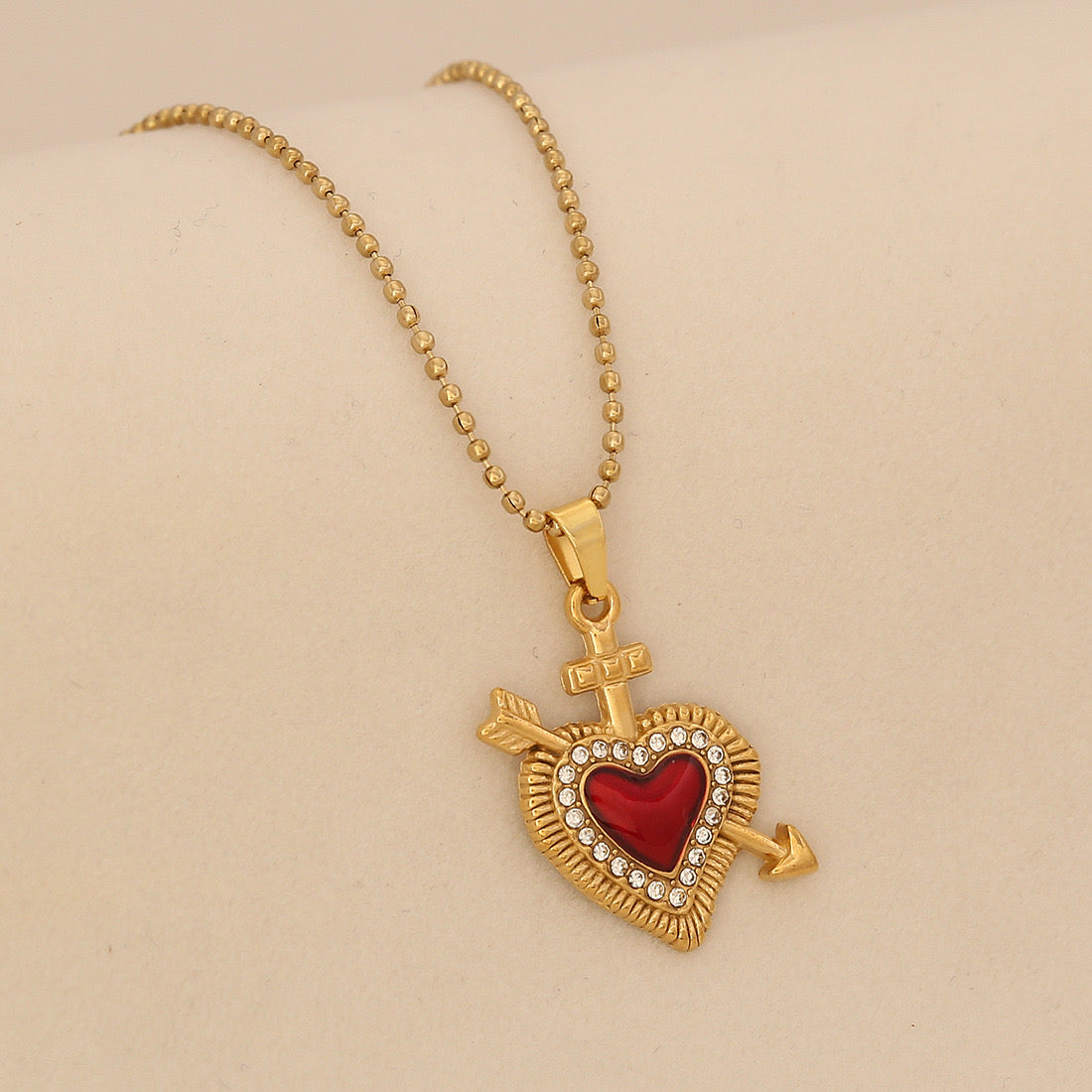 Crimson Heart Pendant Necklace