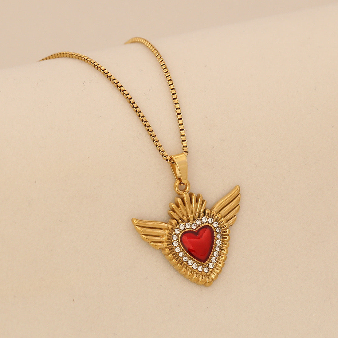 Crimson Heart Pendant Necklace