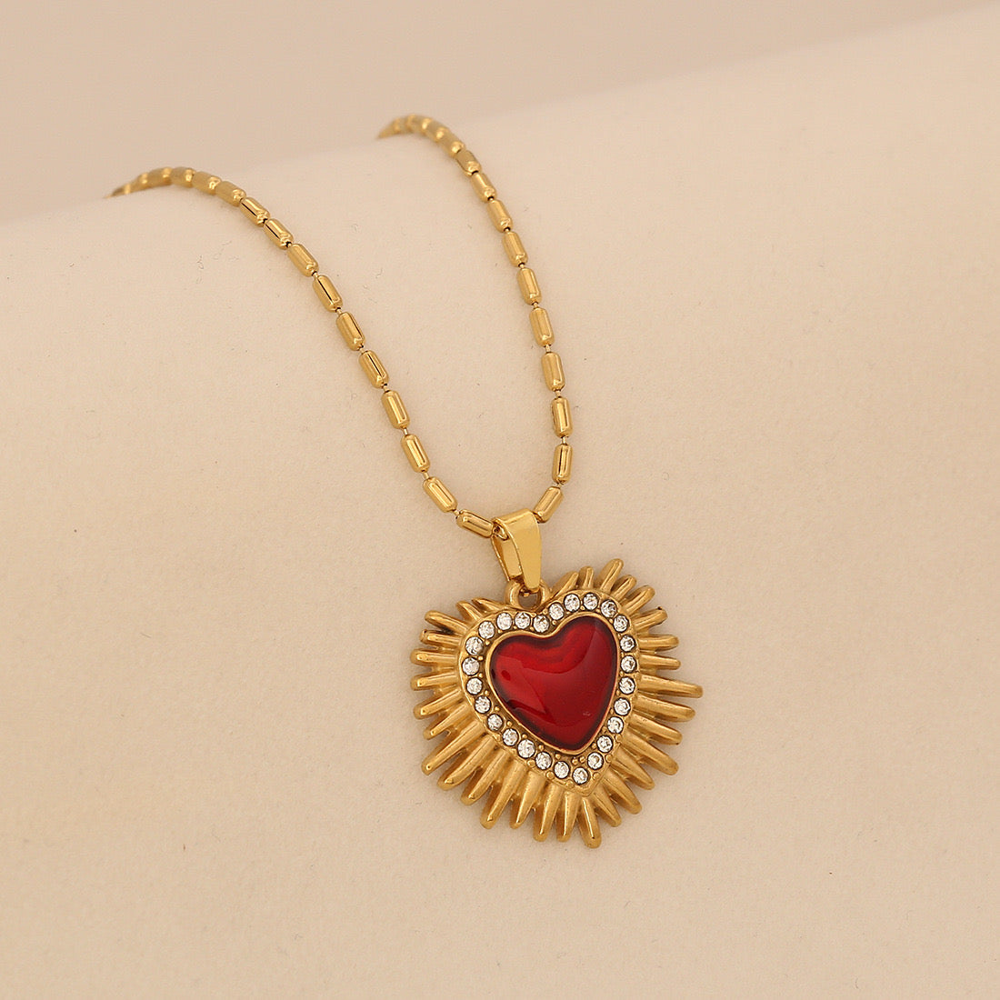 Crimson Heart Pendant Necklace