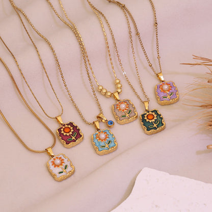 Vintage Sunflower Pendant Necklace