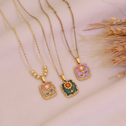 Vintage Sunflower Pendant Necklace