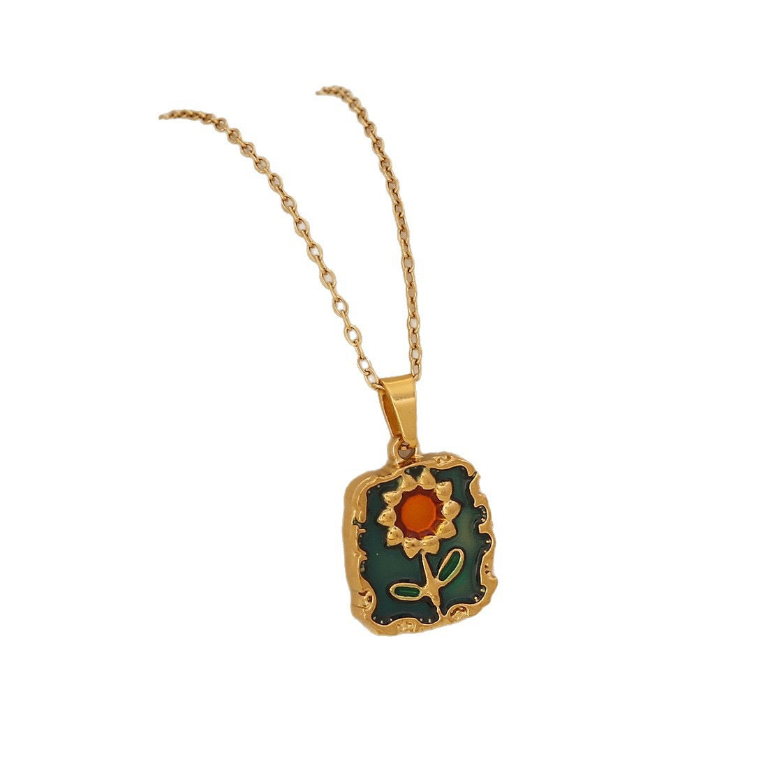 Vintage Sunflower Pendant Necklace