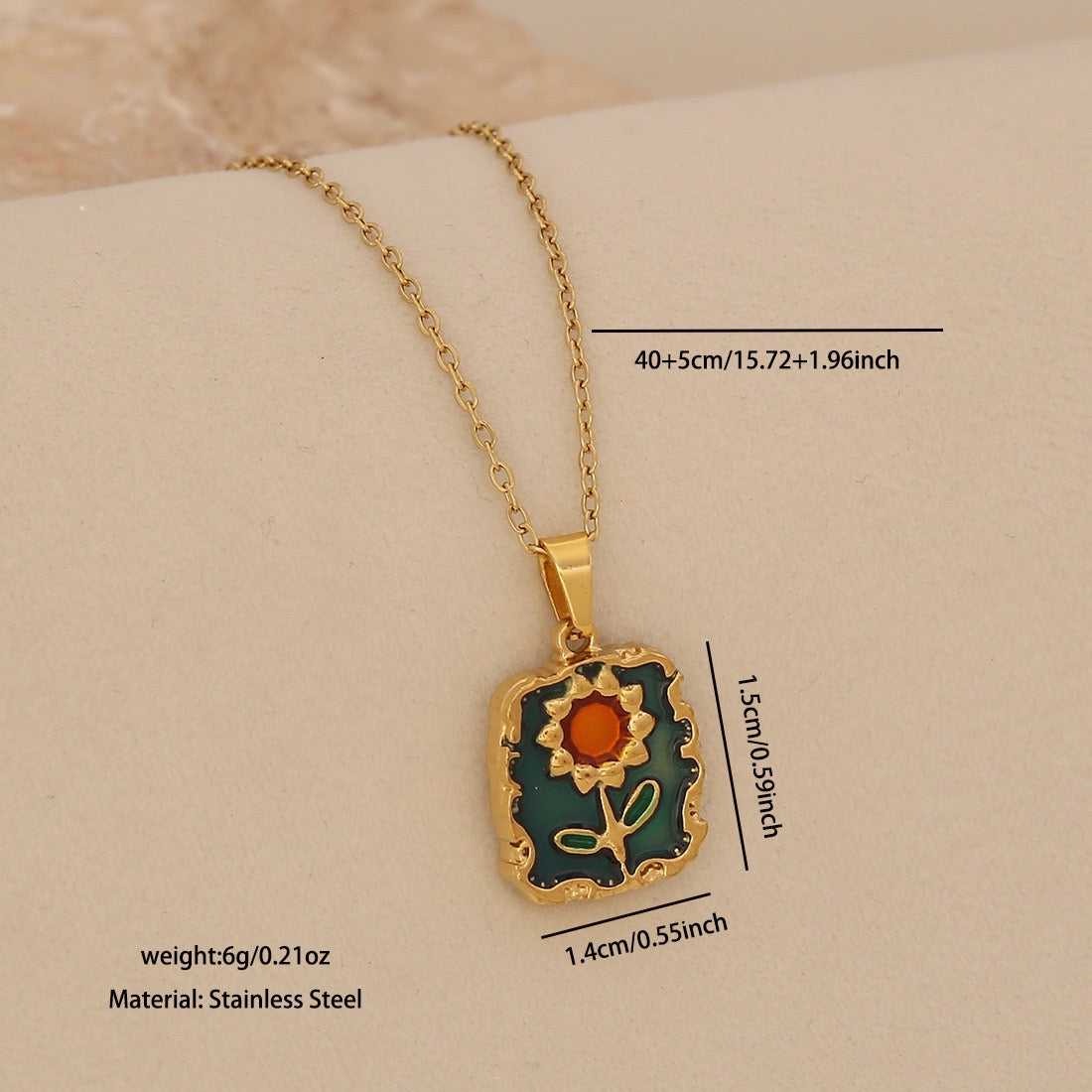 Vintage Sunflower Pendant Necklace