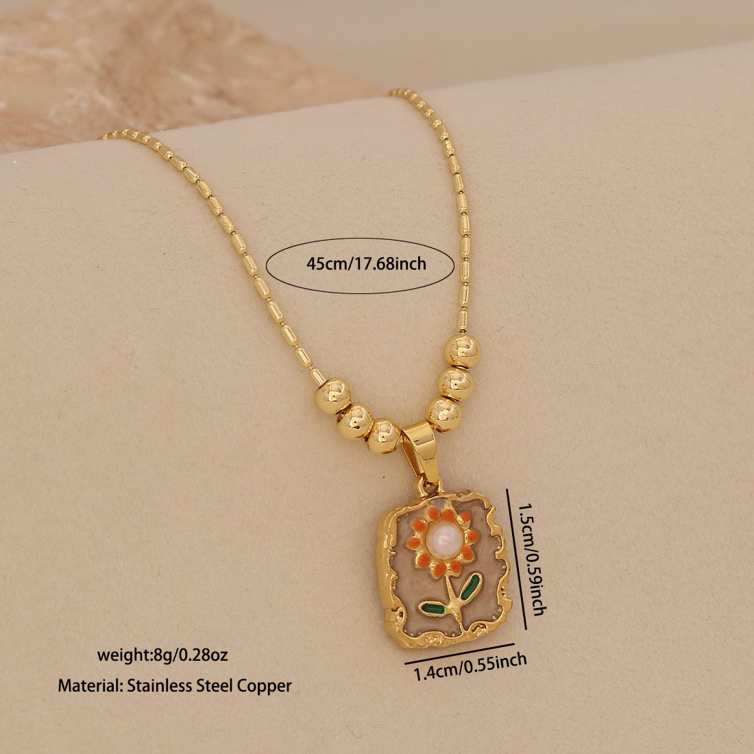 Vintage Sunflower Pendant Necklace