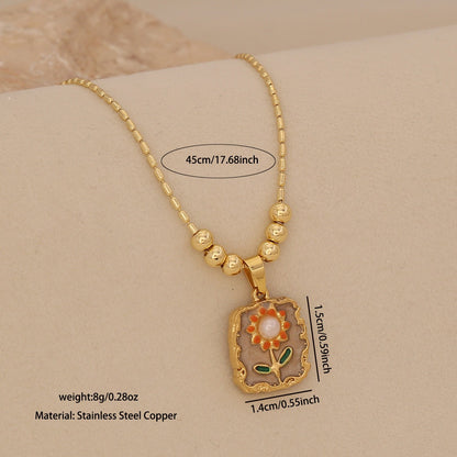 Vintage Sunflower Pendant Necklace