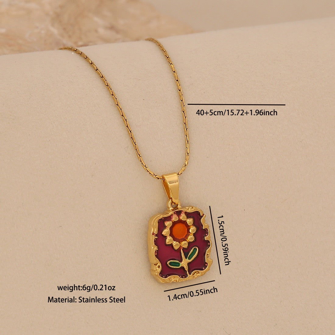 Vintage Sunflower Pendant Necklace