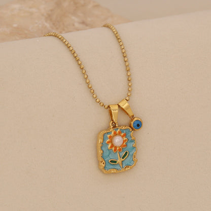 Vintage Sunflower Pendant Necklace