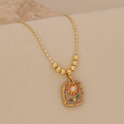 Vintage Sunflower Pendant Necklace
