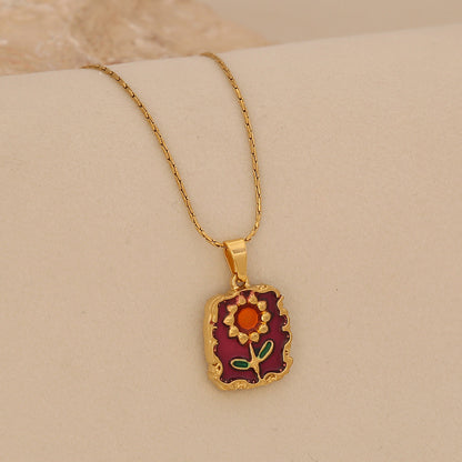 Vintage Sunflower Pendant Necklace