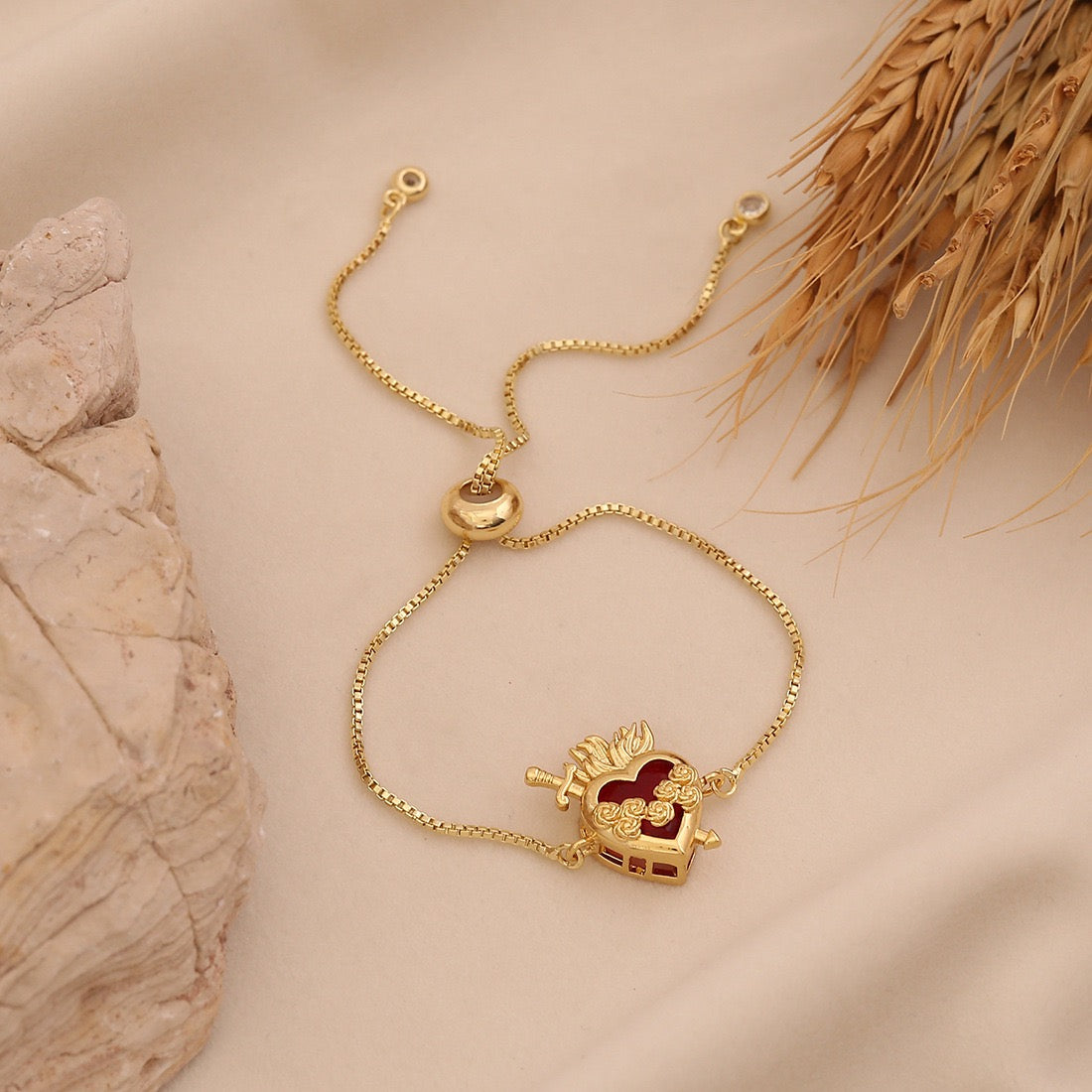 Crimson Heart Adjustable Bracelet