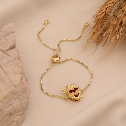 Crimson Heart Adjustable Bracelet