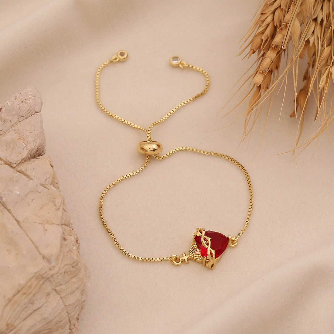 Crimson Heart Adjustable Bracelet
