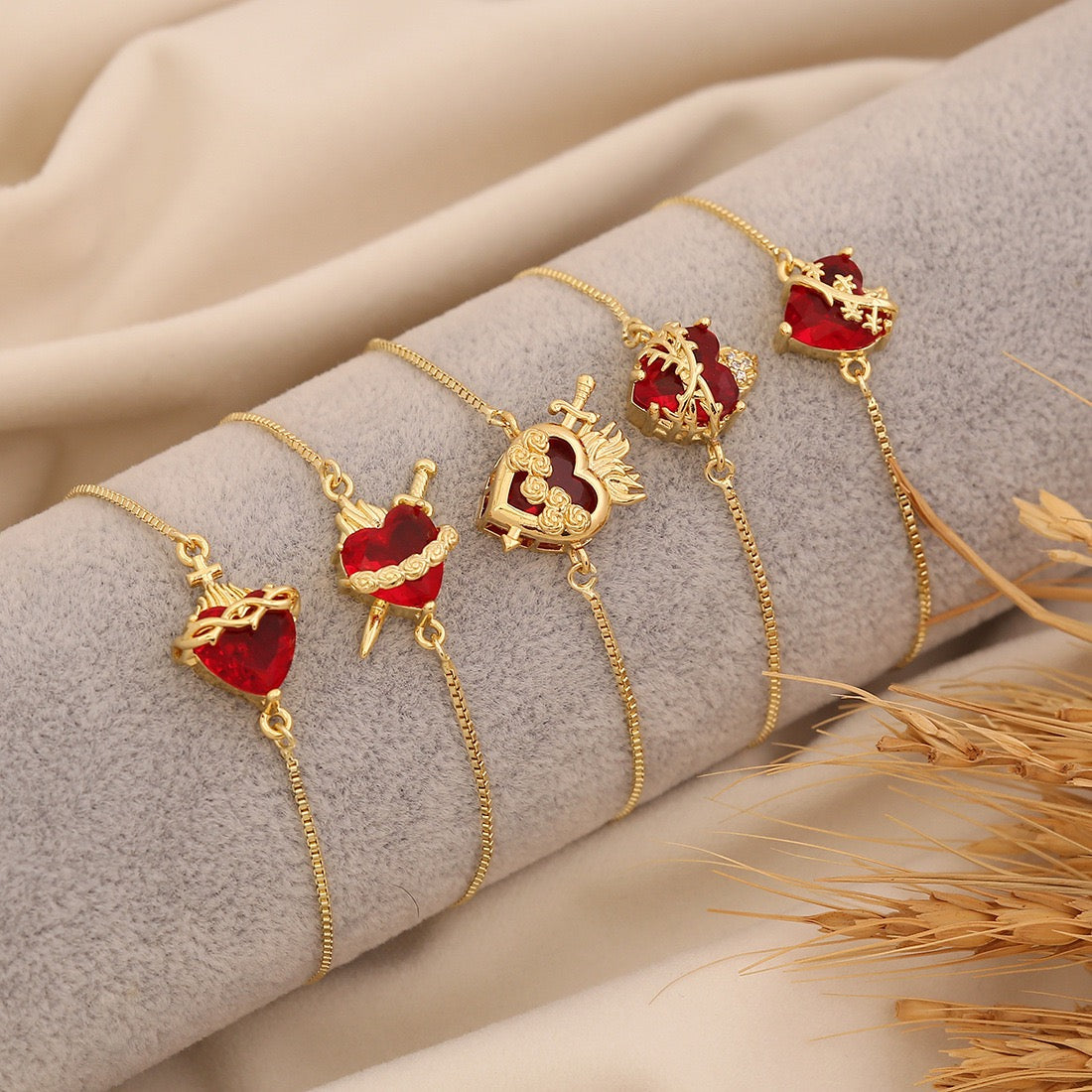 Crimson Heart Adjustable Bracelet