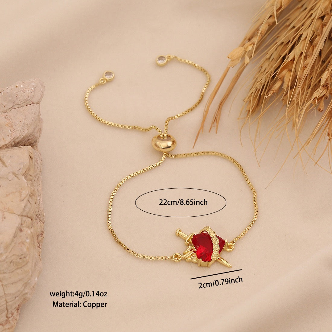 Crimson Heart Adjustable Bracelet