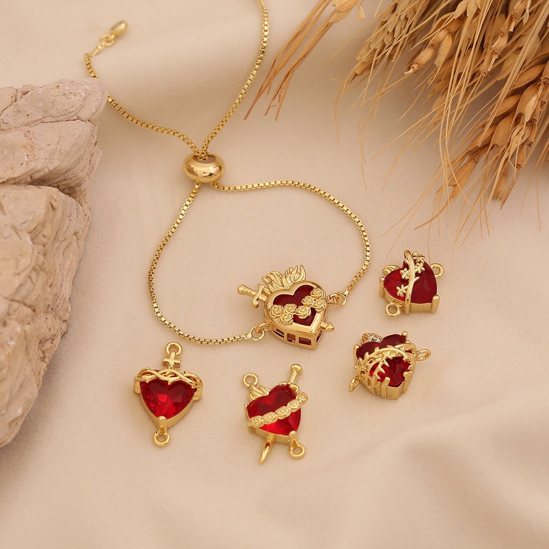 Crimson Heart Adjustable Bracelet