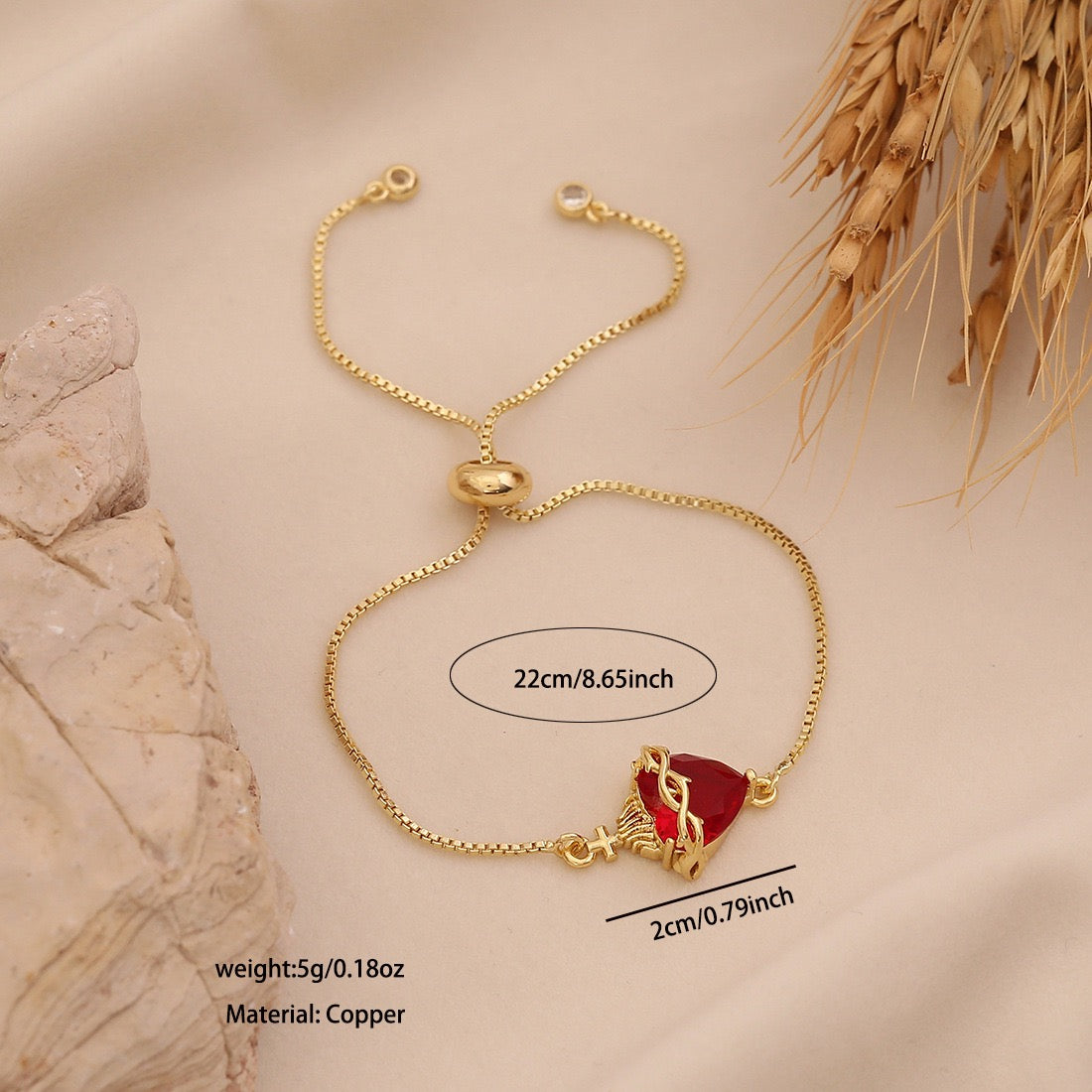 Crimson Heart Adjustable Bracelet