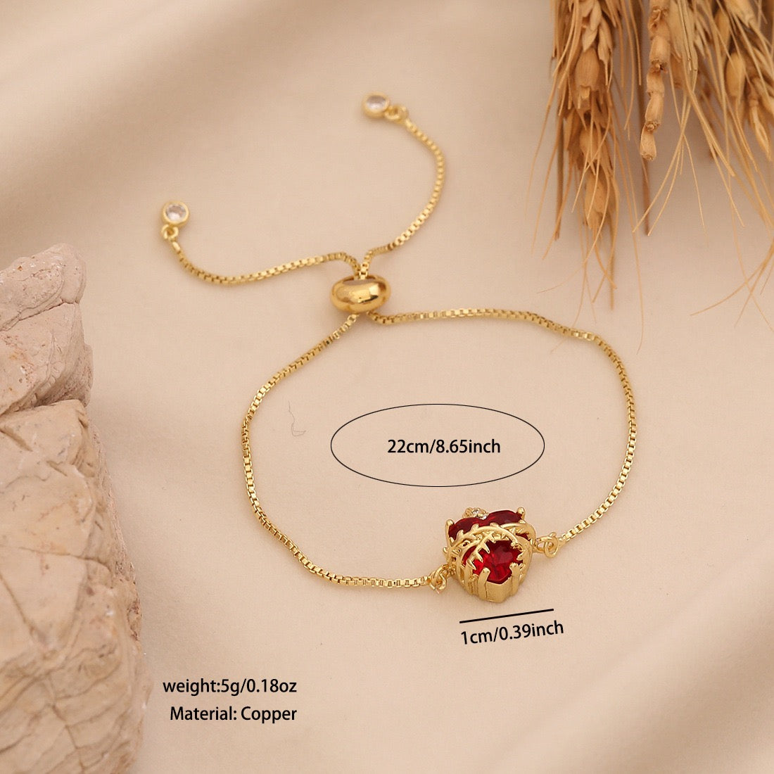 Crimson Heart Adjustable Bracelet