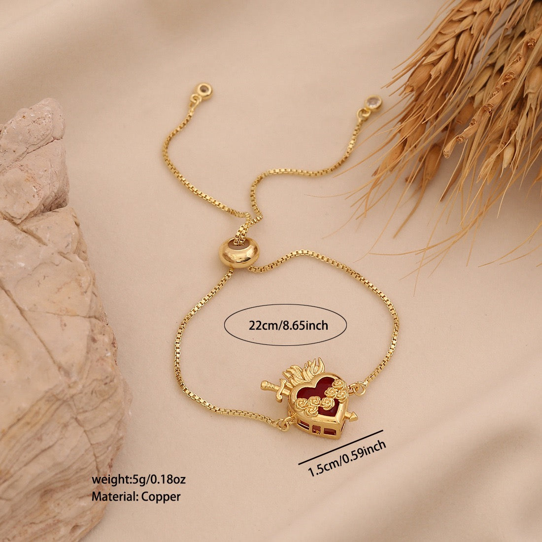 Crimson Heart Adjustable Bracelet