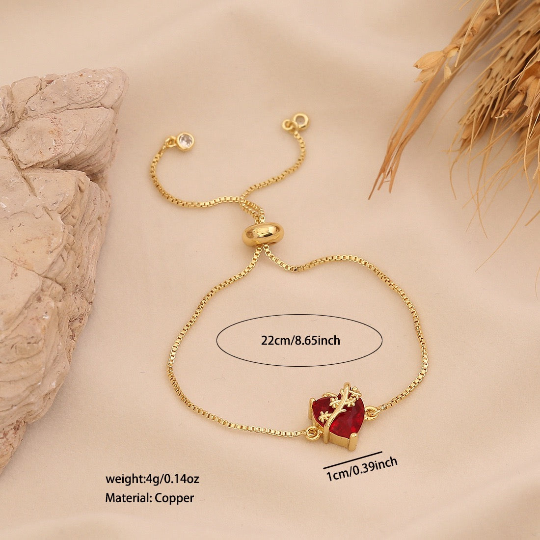 Crimson Heart Adjustable Bracelet