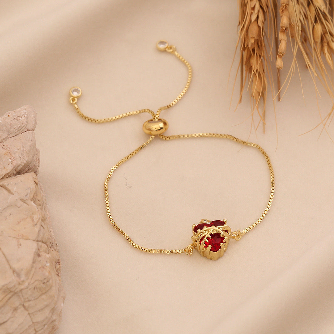 Crimson Heart Adjustable Bracelet