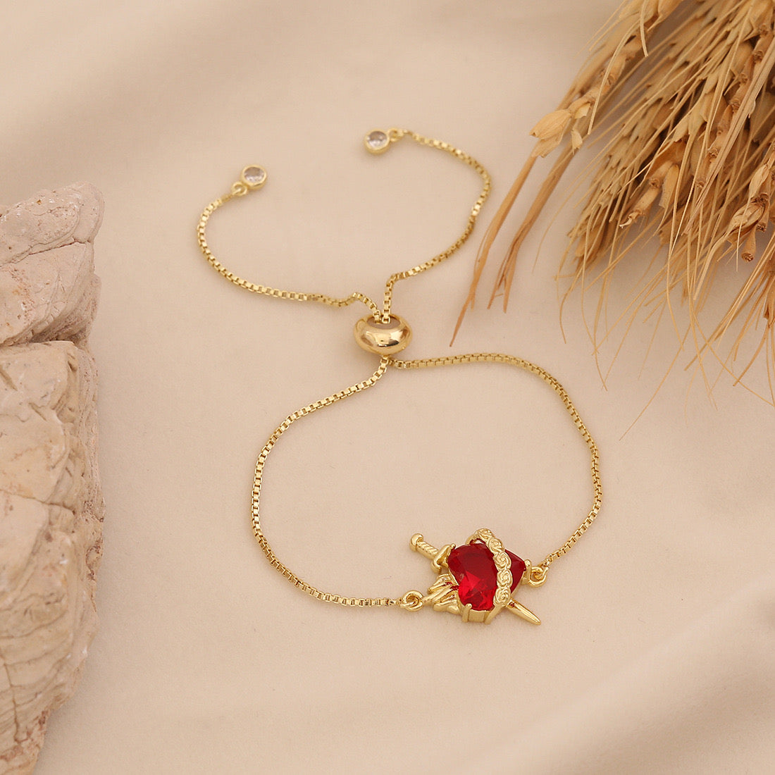 Crimson Heart Adjustable Bracelet