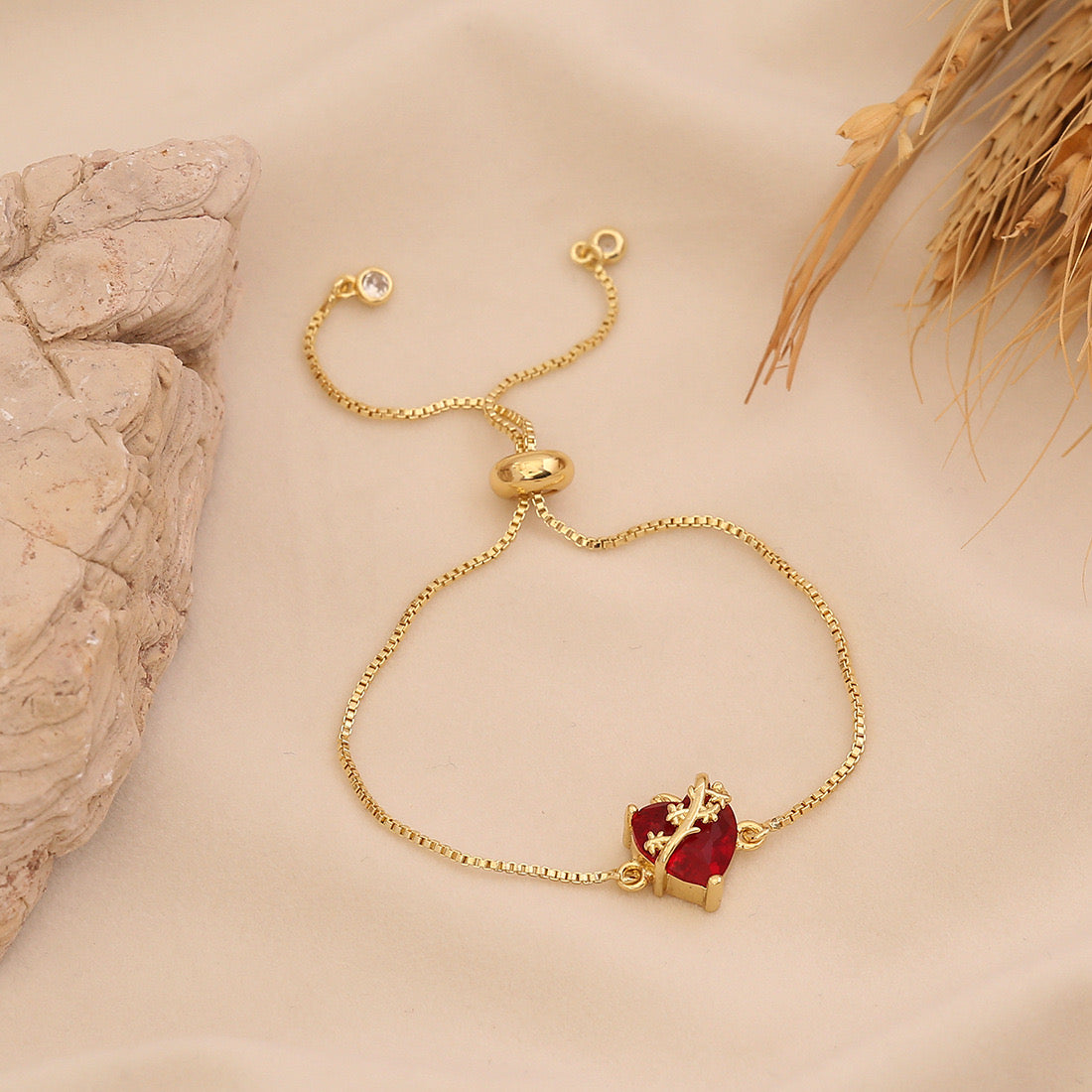 Crimson Heart Adjustable Bracelet