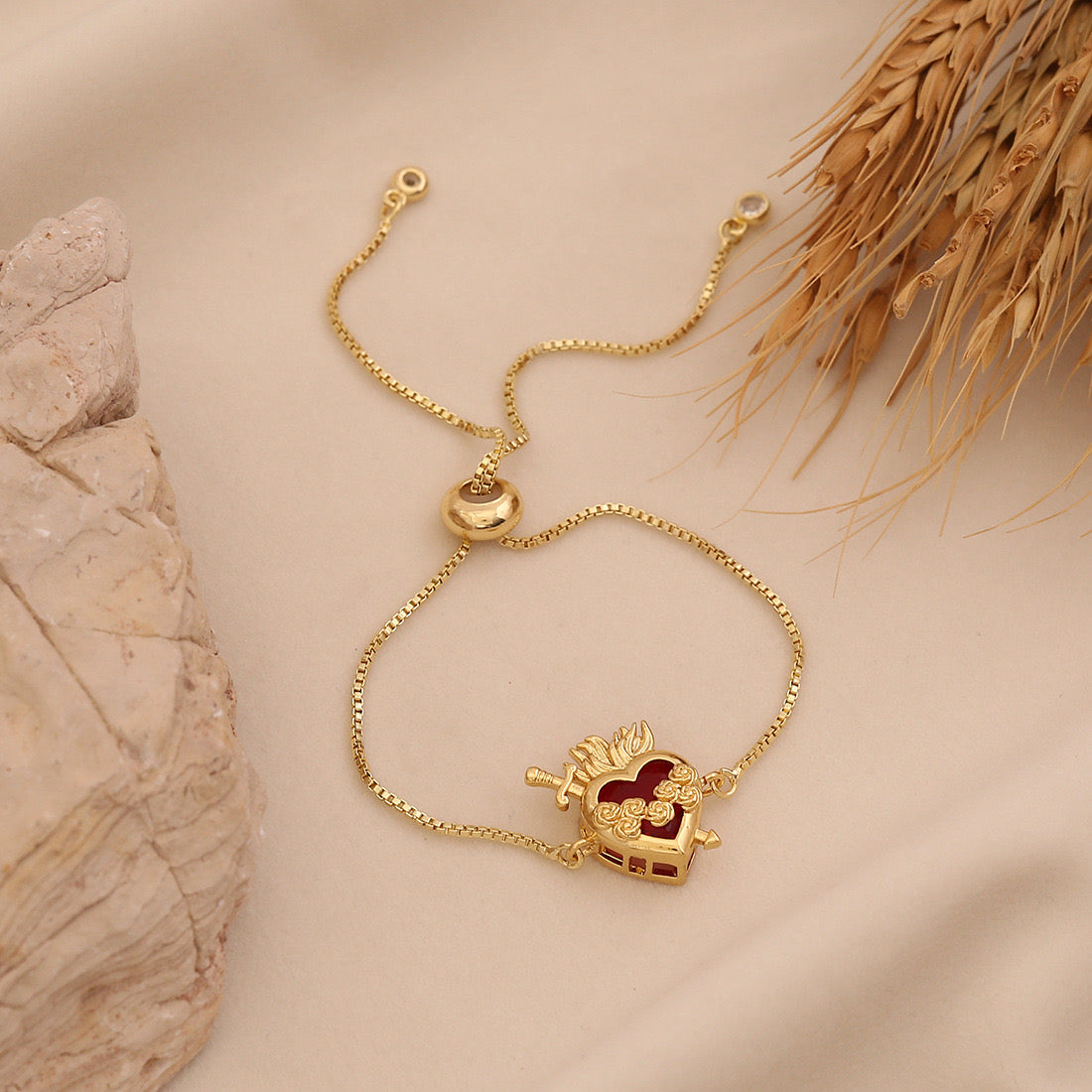 Crimson Heart Adjustable Bracelet