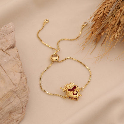 Crimson Heart Adjustable Bracelet