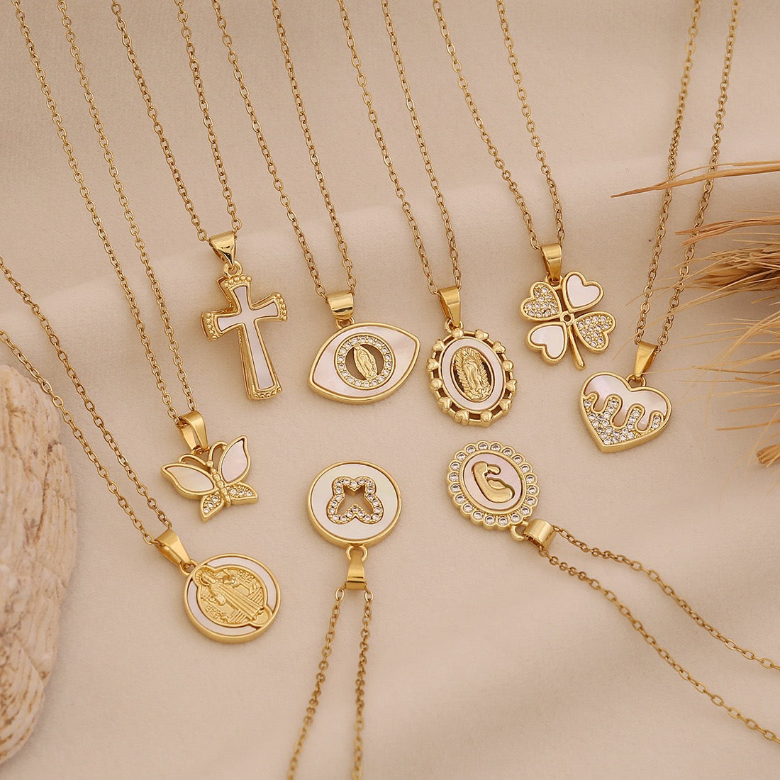 Golden Bloom Cross Pendant Necklace