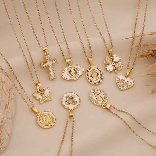 Golden Bloom Cross Pendant Necklace