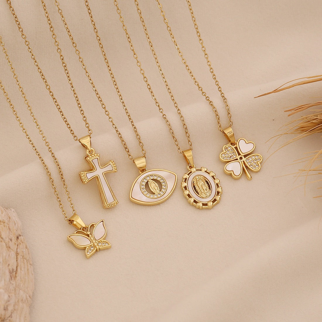 Golden Bloom Cross Pendant Necklace