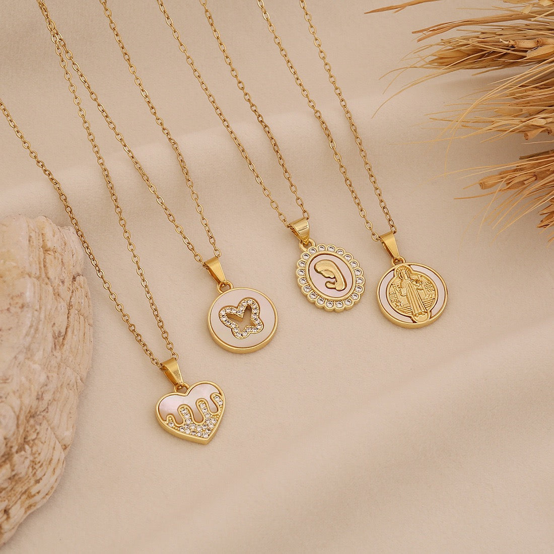 Golden Bloom Cross Pendant Necklace