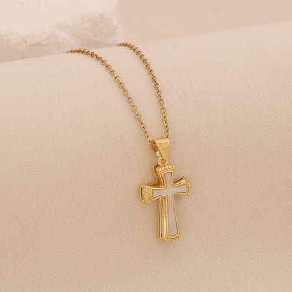 Golden Bloom Cross Pendant Necklace