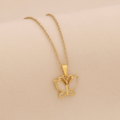 Golden Bloom Cross Pendant Necklace