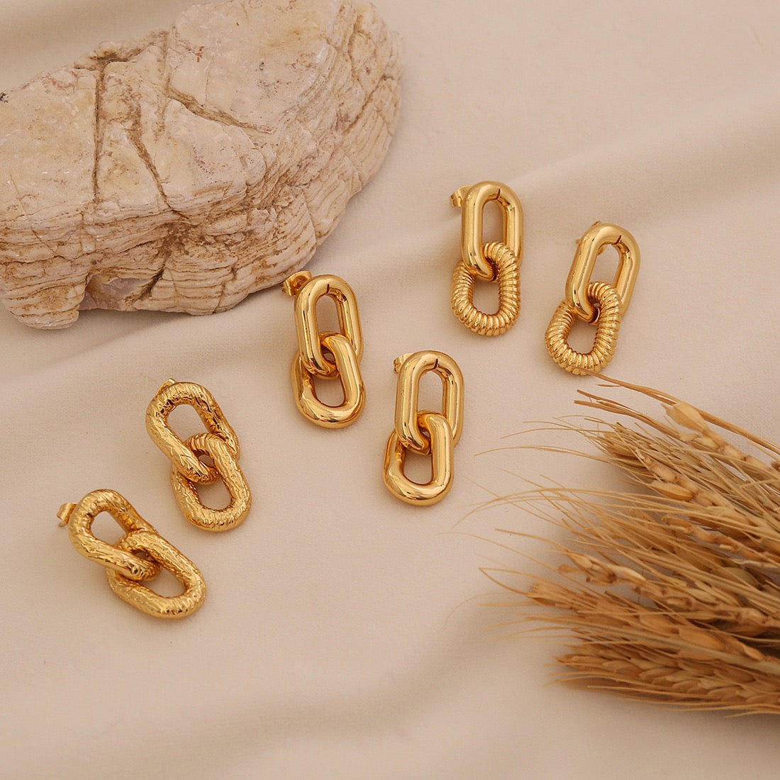 Textured Spiral Gold Earrings