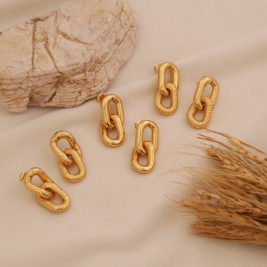 Textured Spiral Gold Earrings