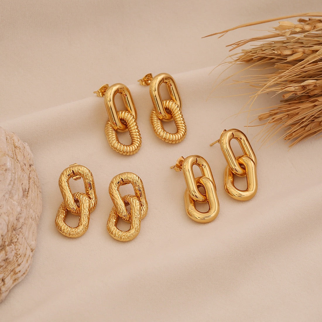 Textured Spiral Gold Earrings