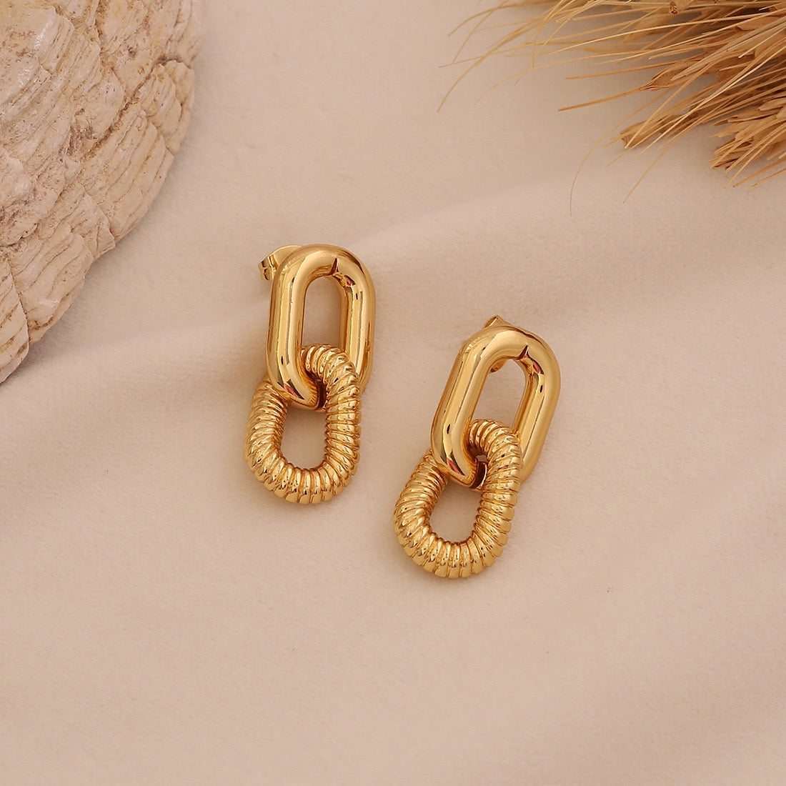 Textured Spiral Gold Earrings