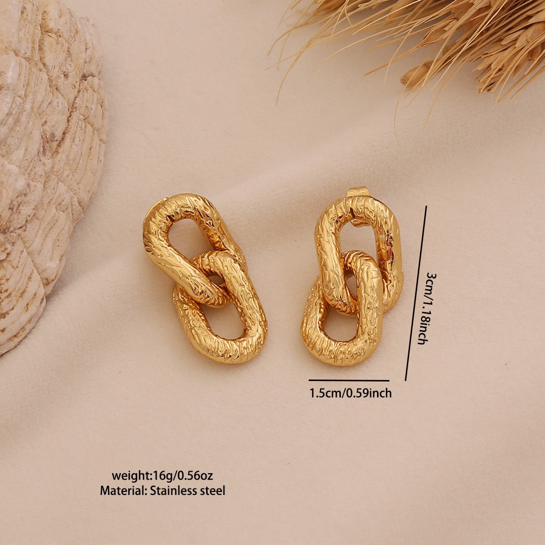 Textured Spiral Gold Earrings