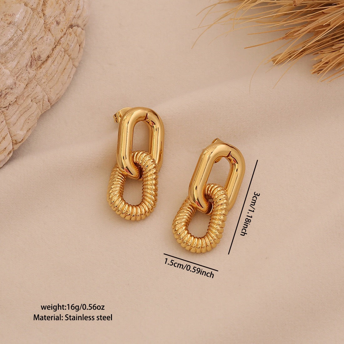 Textured Spiral Gold Earrings