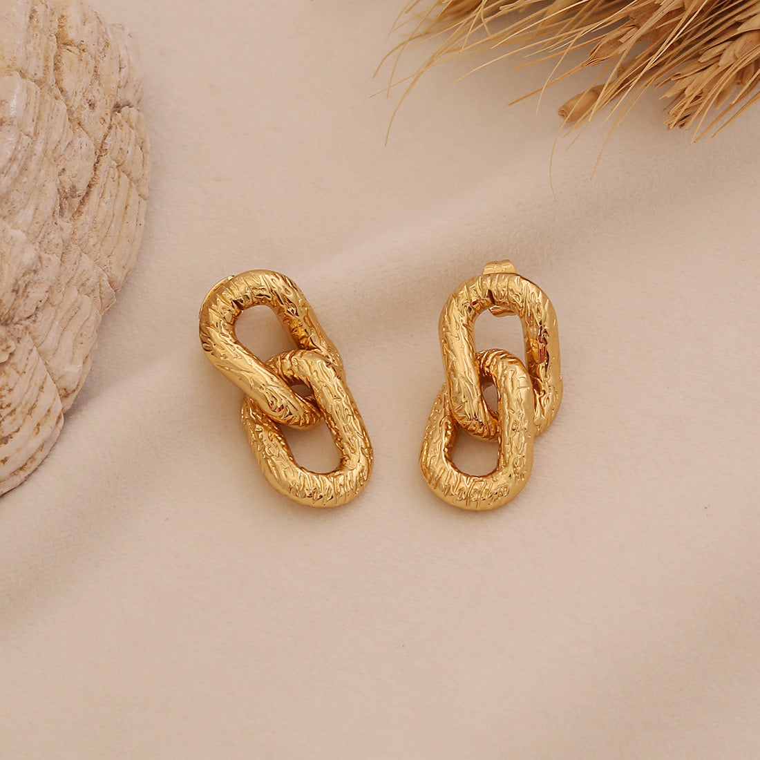 Textured Spiral Gold Earrings