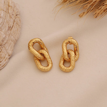 Textured Spiral Gold Earrings