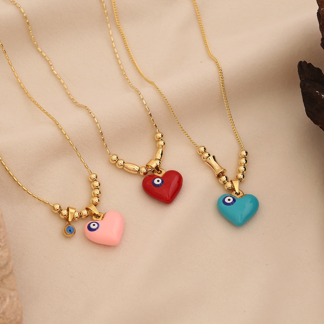 Evil Eye Heart Pendant Necklace