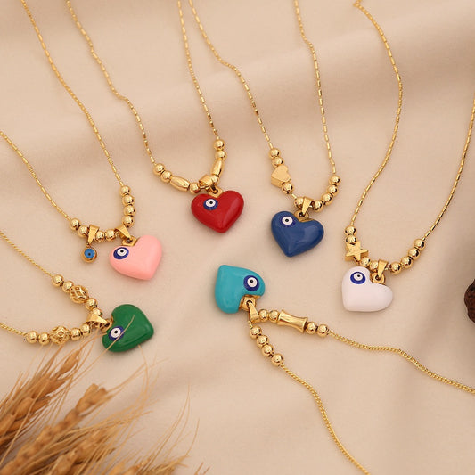 Evil Eye Heart Pendant Necklace