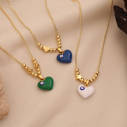 Evil Eye Heart Pendant Necklace