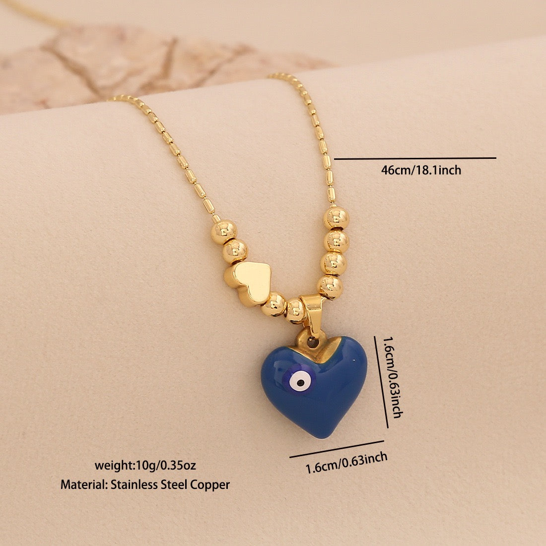 Evil Eye Heart Pendant Necklace