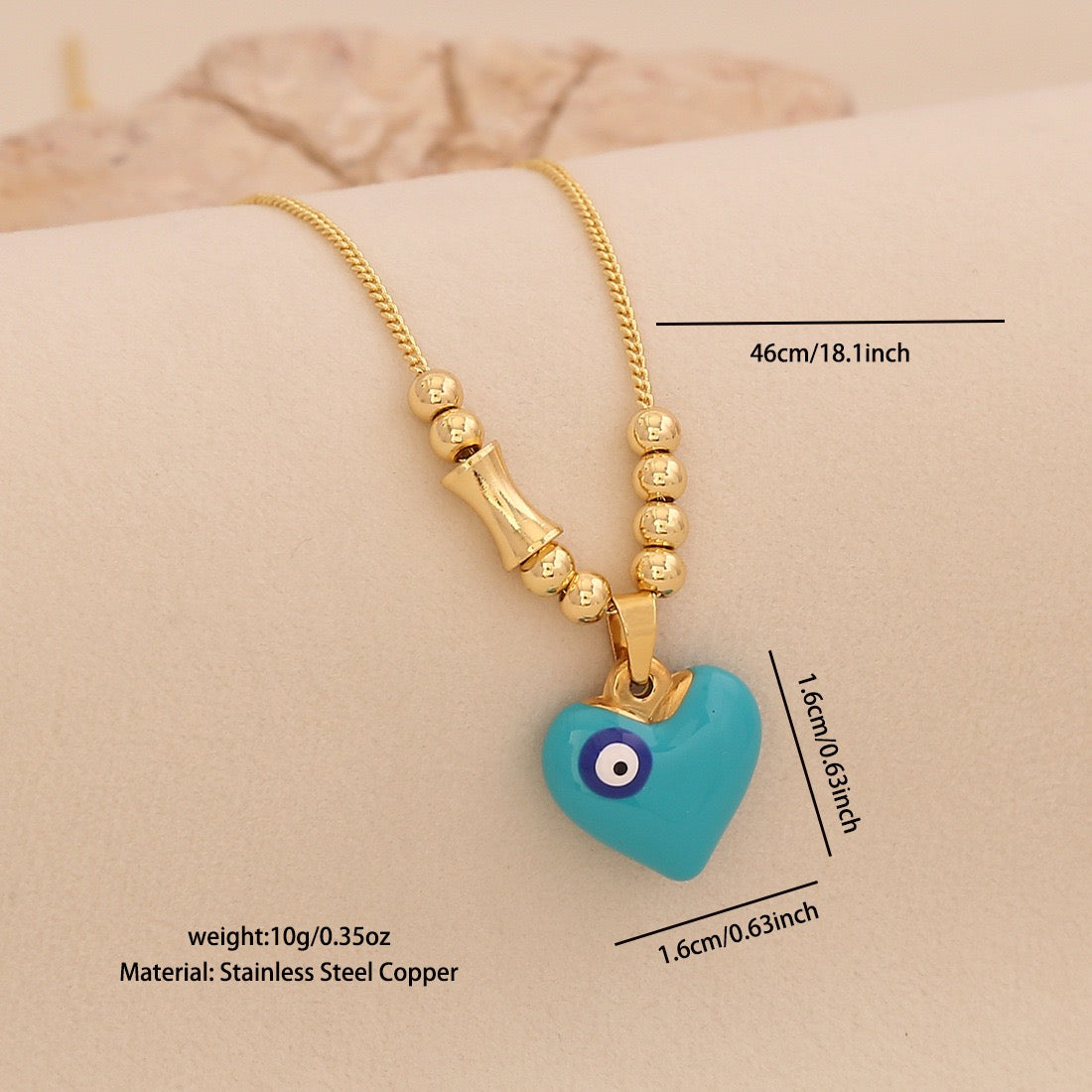 Evil Eye Heart Pendant Necklace