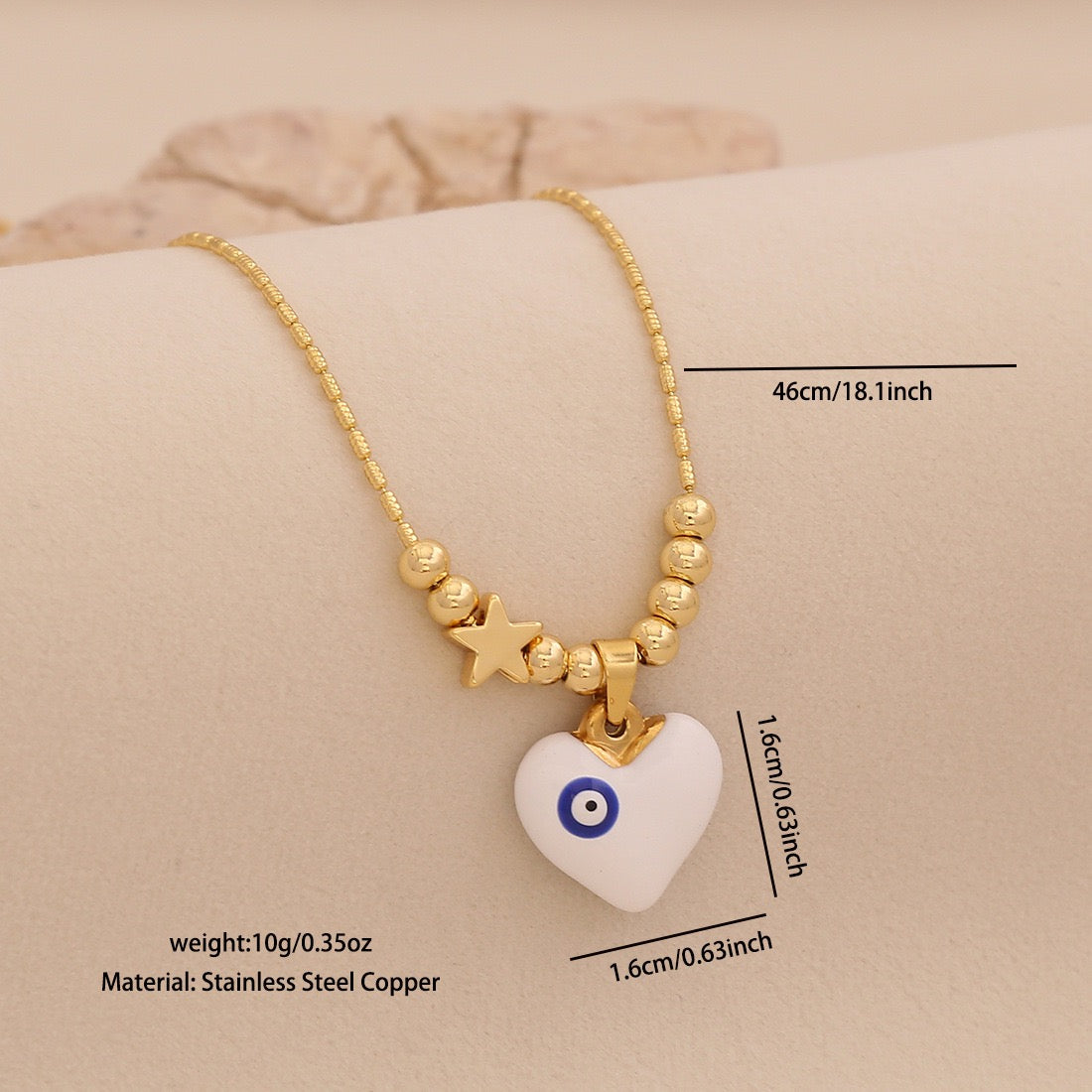 Evil Eye Heart Pendant Necklace