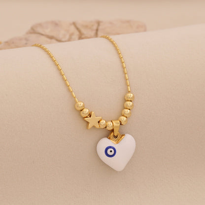 Evil Eye Heart Pendant Necklace